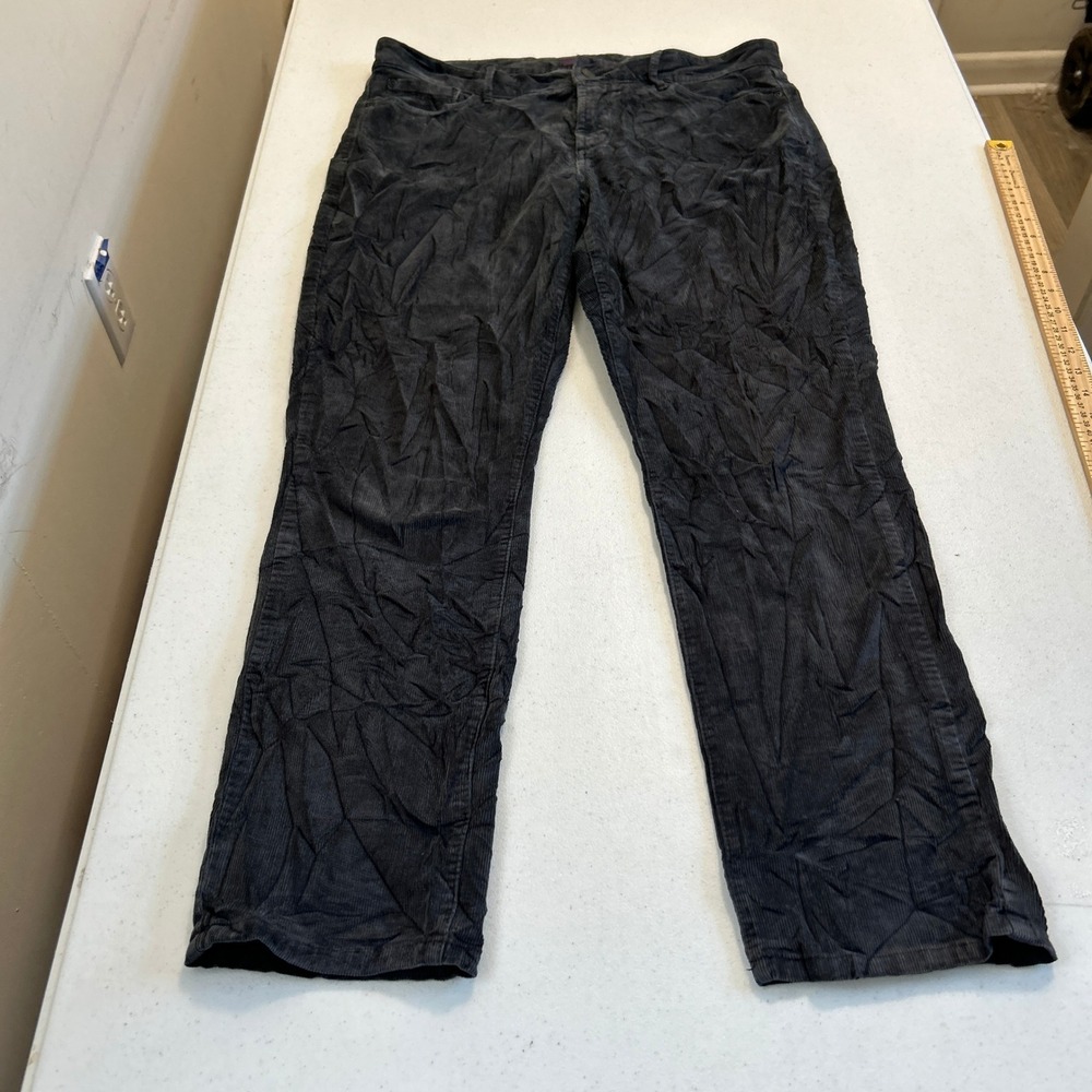 NYDJ Lift Tuck Technology Gray Corduroy Straight Leg Pants Womens 8 7493
